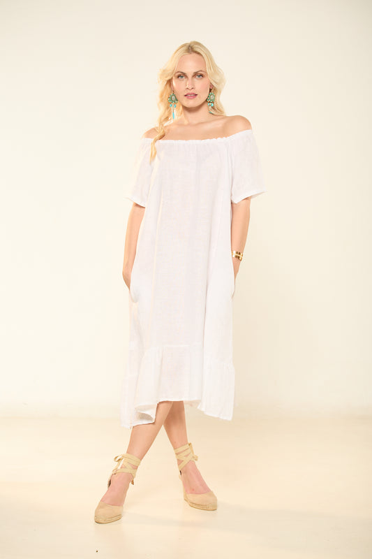 ΦΟΡΕΜΑ ΑΣΥΜΜΕΤΡΟ ΛΕΥΚΟ ΜΕ ΩΜΟΥΣ