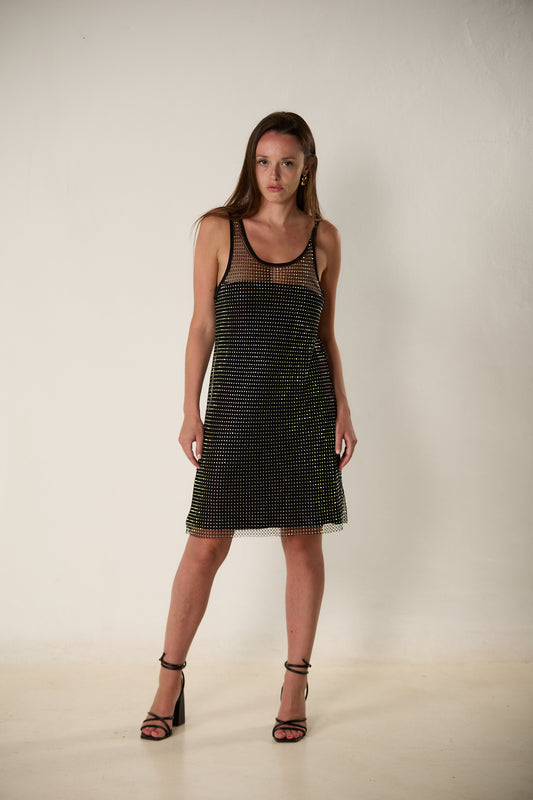 ΦΟΡΕΜΑ ΜΙΝΙ ΜΕ ΔΙΑΦΑΝΕΙΑ ΚΑΙ STRASS