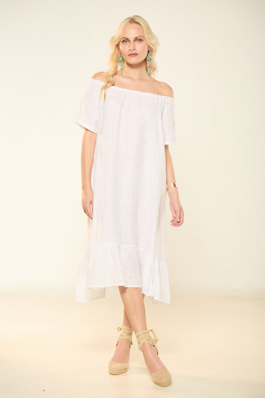 ΦΟΡΕΜΑ ΑΣΥΜΜΕΤΡΟ ΛΕΥΚΟ ΜΕ ΩΜΟΥΣ