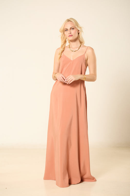 ΦΟΡΕΜΑ ΜΑΚΡΥ ΜΕ ΤΙΡΑΝΤΕΣ PEACH ORANCE