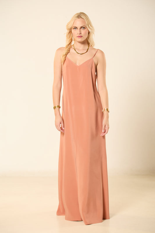 ΦΟΡΕΜΑ ΜΑΚΡΥ ΜΕ ΤΙΡΑΝΤΕΣ PEACH ORANCE