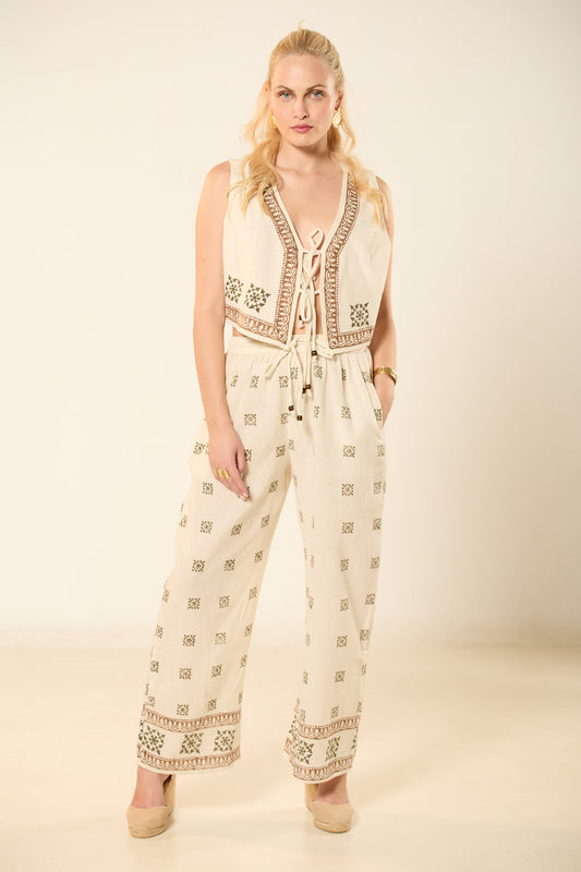 ΣΕΤ ΓΙΛΕΚΟ - ΠΑΝΤΕΛΟΝΙ ΜΕ ETHNIC PRINT